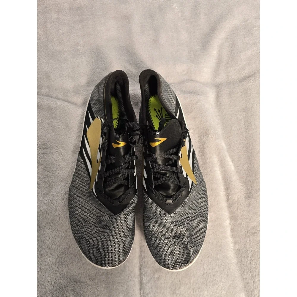 Brooks Speed Sprint Track Spikes Men's 14 Black Gold White Racing Shoes New...